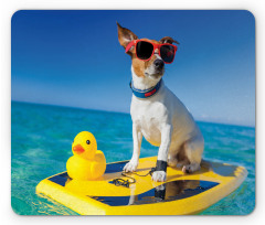 Dog Duck Surfing Mouse Pad