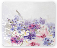 Pink Purple Flowers Mouse Pad