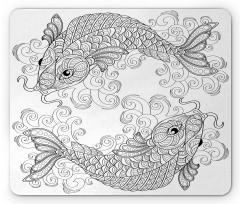 Koi Fish Pattern Mouse Pad