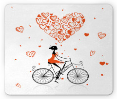 Romantic Cyclist Girl Mouse Pad