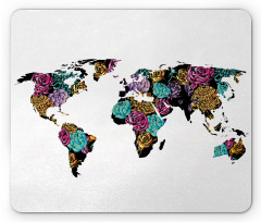 World Map Flowers Mouse Pad