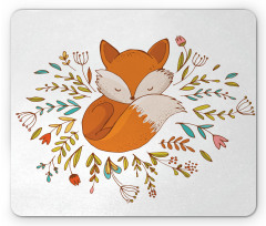 Baby Fox Flowers Mouse Pad