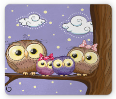 Cartoon Style Owl Family Mouse Pad