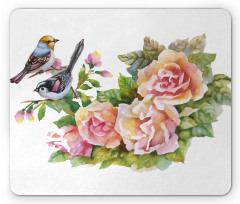 Wild Exotic Birds Roses Mouse Pad