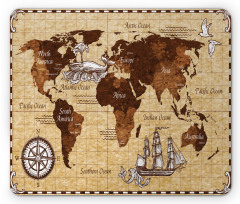 Retro Sketch World Map Mouse Pad