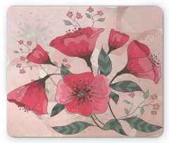 Pink Romantic Flowers Mouse Pad