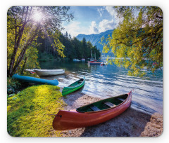 Bohinj Lake with Boats Mouse Pad