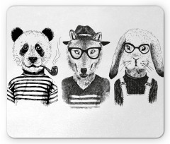 Hipster Panda Cigar Fox Mouse Pad