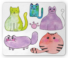 Cats in Watercolor Style Mouse Pad