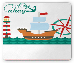 Boat Ahoy Compass Mouse Pad