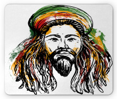 Rasta Man Sketch Portrait Mouse Pad