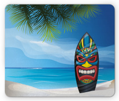 Tiki Surfboard Mouse Pad