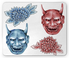 Colored Japan Masks Mouse Pad