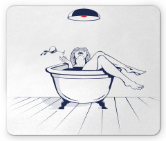 Young Woman in Bathtub Art Mouse Pad