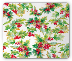 Watercolor Berries Winter Mouse Pad
