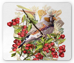 Colorful Bird and Shrubs Mouse Pad