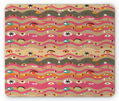 Wavy Lines Groovy Hippie Mouse Pad