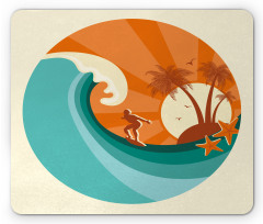 Retro Man Surfing Mouse Pad