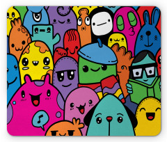 Colorful Doodle Monsters Mouse Pad