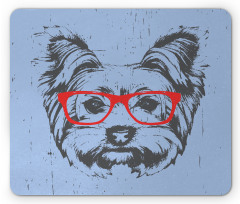 Fun Portrait Red Glasses Mouse Pad