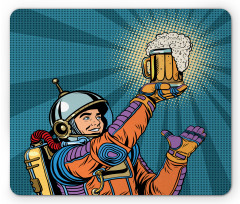 Astronaut Holds Beer Mouse Pad