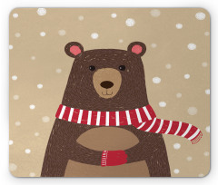 Bear Red Scarf Mouse Pad