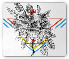 Ink Sketch Style Cat Mouse Pad