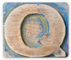 Q Uppercase Worn Wood Mouse Pad