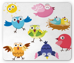 Funny Birds Sun Cartoon Mouse Pad