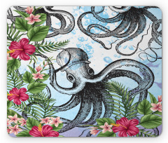 Tropic Hibiscus and Octopus Mouse Pad
