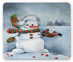 Watercolor Xmas Winter Mouse Pad