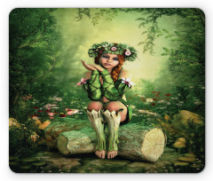 Elf Girl with Wreath Tree Mouse Pad