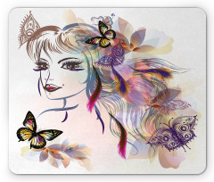 Butterflies with Girl Mouse Pad