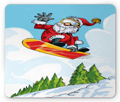 Jump on Snowboard Pines Mouse Pad
