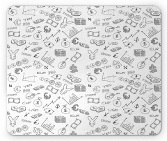 Monochrome Dollar Doodle Mouse Pad