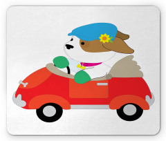 Puppy Driving Cap Mouse Pad