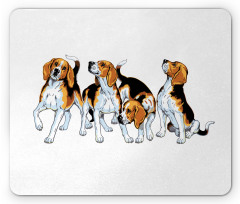 4 Beagle Hounds Play Mouse Pad