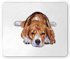 Old Dog Resting Sketch Mouse Pad