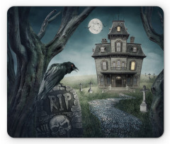 Haunted House Crow Tomb Mouse Pad