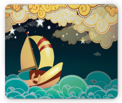 Fantasy Night Sea Waves Mouse Pad