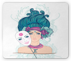 Young Lady Mask Mouse Pad