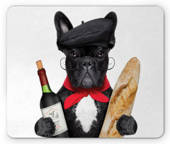 French Dog Red Wine Mouse Pad