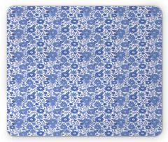 Delft Style Doodle Floral Mouse Pad