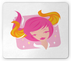 Pink Haired Woman Mouse Pad