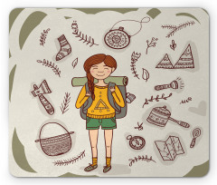 Hiker Girl Backpack Mouse Pad