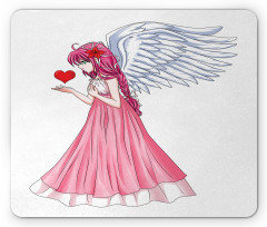 Angel Holding a Red Heart Mouse Pad