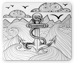 Zentangle Ocean Clouds Mouse Pad