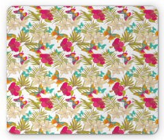 Tropical Flowers Leaves Mouse Pad