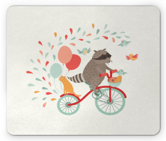 Cheerful Raccoon Bike Mouse Pad