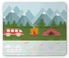 Cartoon Caravan Tent Mouse Pad